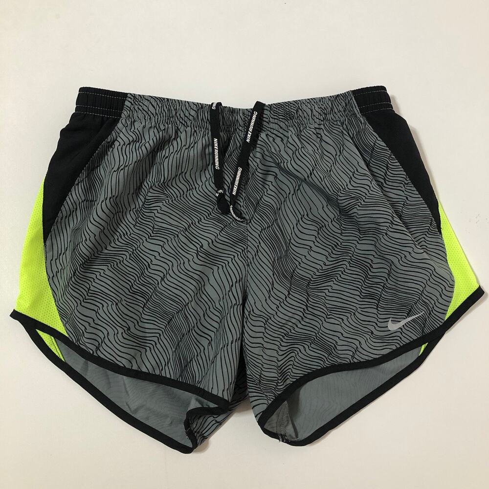 Nike Dri-Fit Womens’ Lined Running/Athletic Gray/Volt Shorts Sz XS
